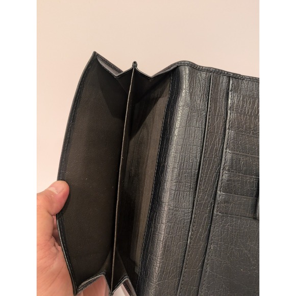 GUCCI Black Leather Continental Wallet‎ Womens Checkbook Credit Card Authentic - Picture 6 of 11